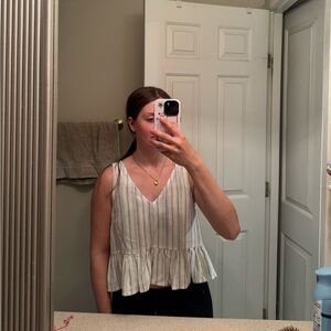 Nordstrom BP Striped White Sleeveless Top